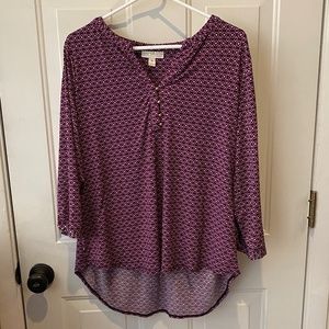 XL Pink Geo Dana Buchman Henley Top